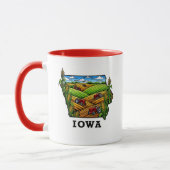Iowa Staat Tattoo Style Cornfields Aarmland Tasse (Links)