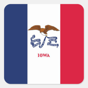 Iowa-Staats-Flagge Quadratischer Aufkleber