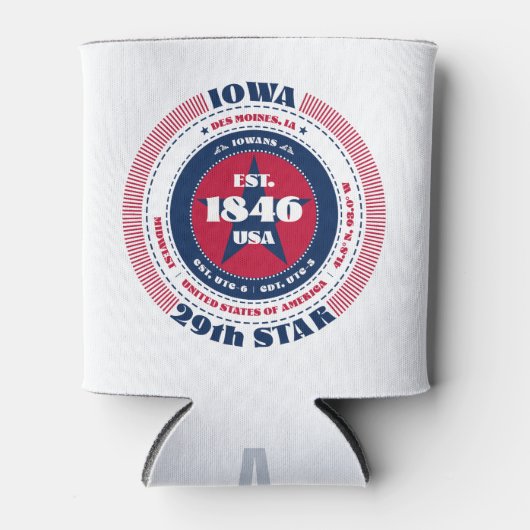 Iowa Staatsstolz Monogram Cooler Dosenkühler (Vorderseite)