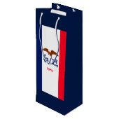 Iowa State Flag Design Geschenktüte Für Weinflaschen (Rückseite Schrägansicht)