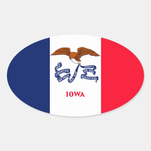 Iowa State Flag Design Ovaler Aufkleber (Vorderseite)