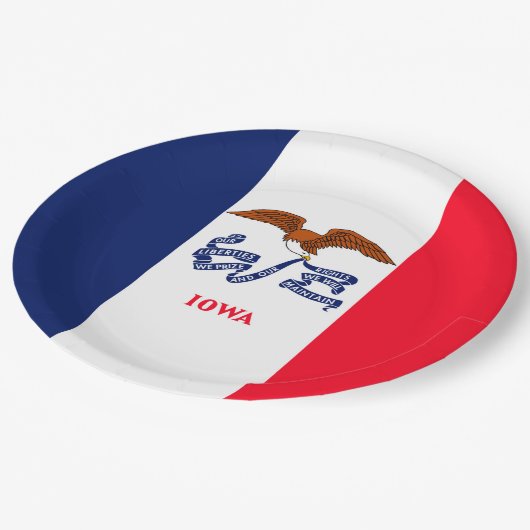 Iowa State Flag Design Pappteller (Schrägansicht)