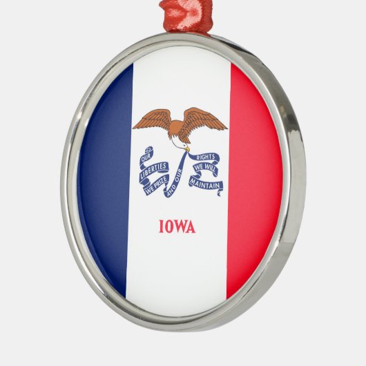 Iowa State Flag Design Silbernes Ornament (Links)