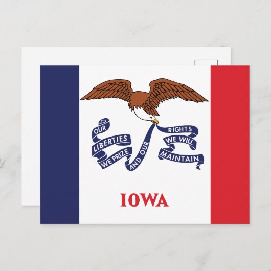 Iowa State Flag Hawkeye Staat Eagle & Motto Postkarte (Vorne/Hinten)