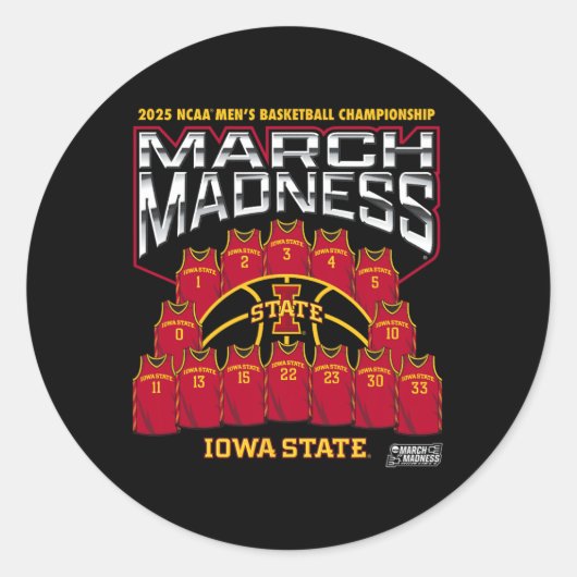Iowa State March Madness 2025 Men's Sketll Nil Runder Aufkleber (Vorderseite)