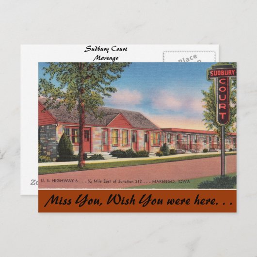 Iowa, Sudbury Court, Marengo Postkarte (Vorne/Hinten)