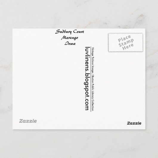 Iowa, Sudbury Court, Marengo Postkarte (Rückseite)