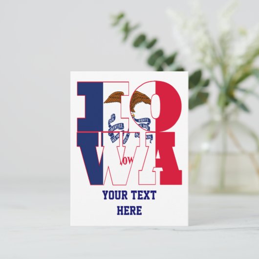 Iowa-Text für die Staatsflagge Postkarte (Stehend Vorderseite)