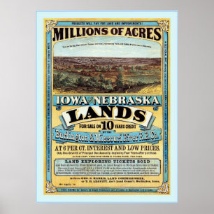 Iowa und Nebraska ~ Vintage Immobilienwerbung. Poster