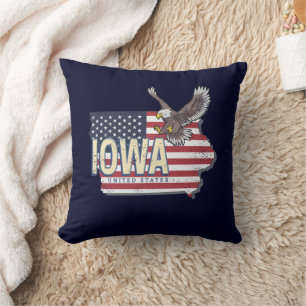 Iowa United Staaten Retro Staat Map Vintag USA Kissen