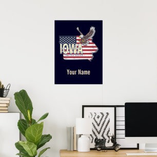 Iowa United Staaten Retro Staat Map Vintag USA Poster