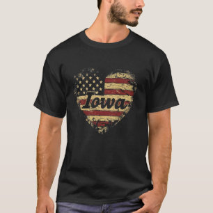 Iowa - USA Amerikanische Flagge 4. Juli - Herz Vin T-Shirt