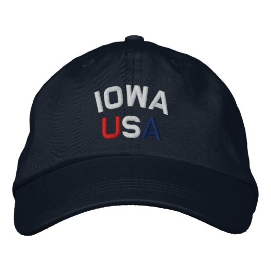 Iowa USA bestickt Navy Blue Hat Bestickte Kappe (Vorderseite)