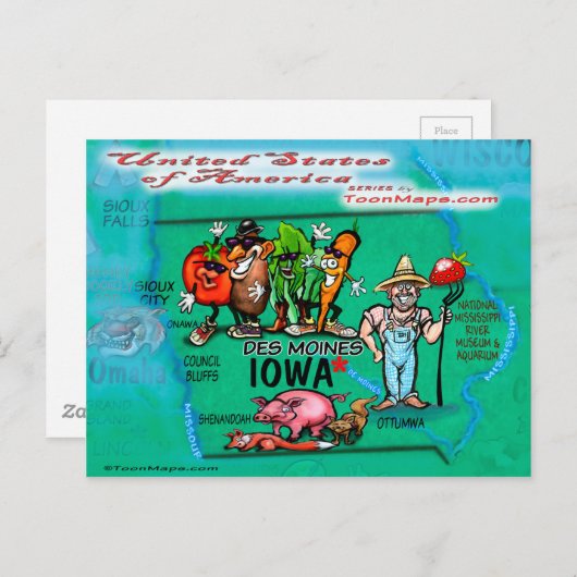 Iowa USA Card Postkarte (Vorne/Hinten)