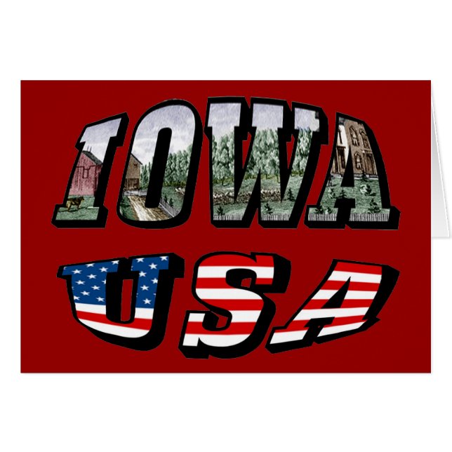 Iowa USA Flag & Staat Foto Text (Vorderseite (Horizontal))