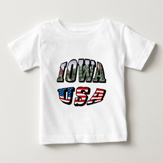 Iowa USA Flag & Staat Foto Text Baby T-shirt (Vorderseite)