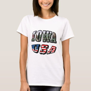 Iowa USA Flag & Staat Foto Text Frauen T-Shirt