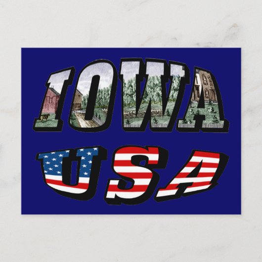 Iowa USA Flag & Staat Foto Text Postkarte (Vorderseite)