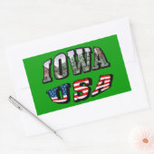Iowa USA Flag & Staat Foto Text Rechteckiger Aufkleber (Umschlag)