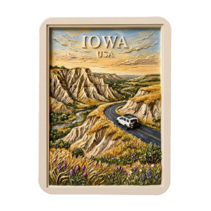 Iowa USA Roadtrip Vintage Loess Hills Natur Kunst Magnet