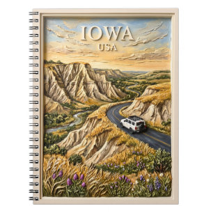 Iowa USA Roadtrip Vintage Loess Hills Natur Kunst Notizblock