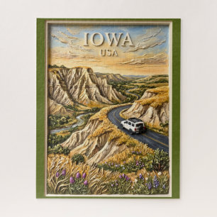 Iowa USA Roadtrip Vintage Loess Hills Natur Kunst Puzzle