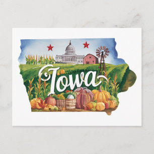Iowa USA Staatsform Vintage Farm Ernte Postkarte