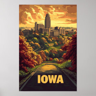 Iowa USA Vintage-Illustration Reise Poster