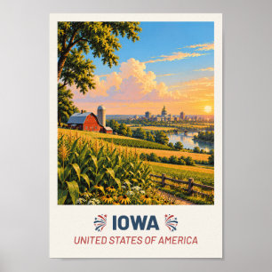 Iowa USA – Vintage Reiseplakat Poster