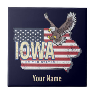 Iowa Vereinigte Staaten Retro-Staatskarte Vintage Fliese