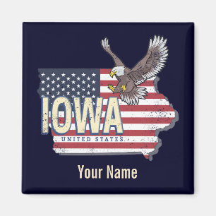 Iowa Vereinigte Staaten Retro-Staatskarte Vintage Magnet