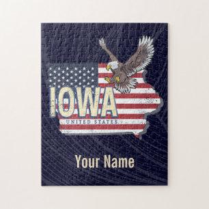 Iowa Vereinigte Staaten Retro-Staatskarte Vintage Puzzle