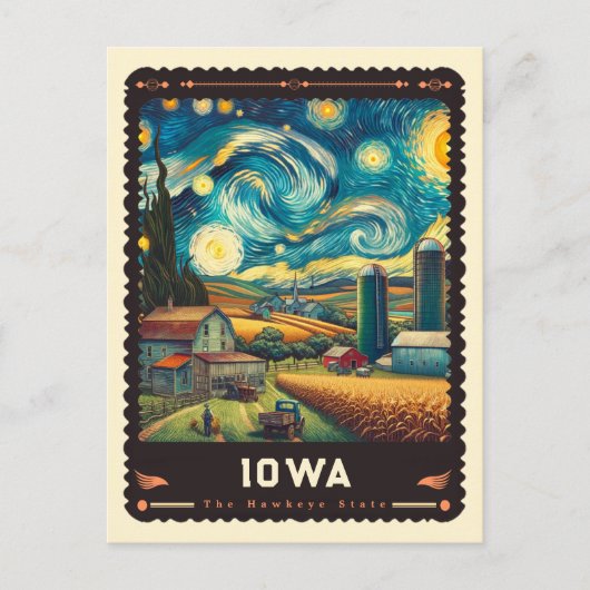 Iowa | Vincent Van Gogh Inspiriert Postkarte (Vorderseite)