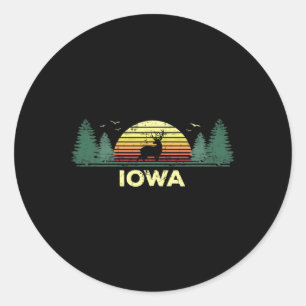 Iowa Vintage Hirschjagd Sunset Souvenir Runder Aufkleber