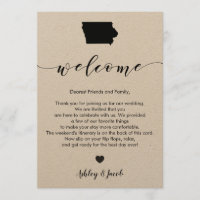 Iowa Wedding Welcome Letter & Itinerary Card