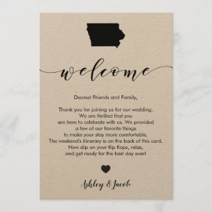 Iowa Wedding Welcome Letter & Itinerary Card Programm