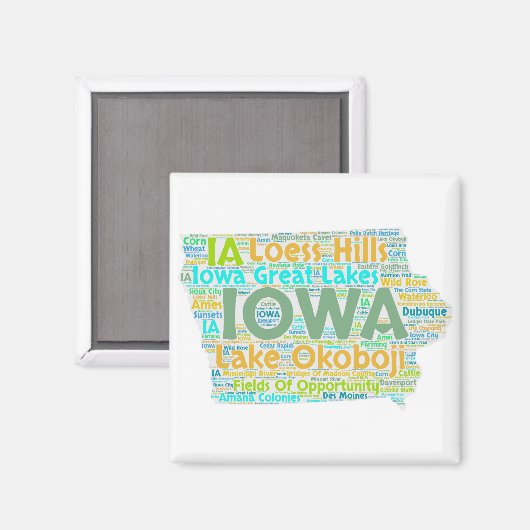 Iowa Word Cloud Magnet (Vorderseite/Rückseite)