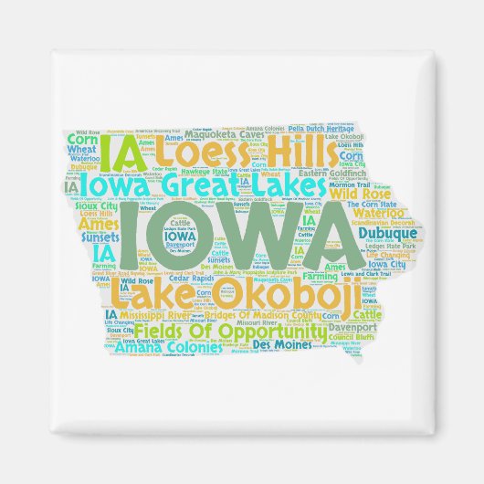 Iowa Word Cloud Magnet (Vorne)