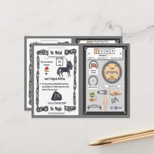 Iown - Eisenhorn Einhorn Spielkarte Postkarte (Vorderseite/Rückseite Beispiel)