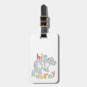 ip Angesagt Hooray Gray Hippo Zeichnend Süße Tier  Gepäckanhänger (Vorderseite vertikal)