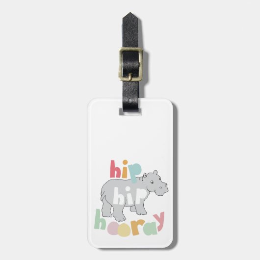 ip Angesagt Hooray Gray Hippo Zeichnend Süße Tier  Gepäckanhänger (Vorderseite vertikal)