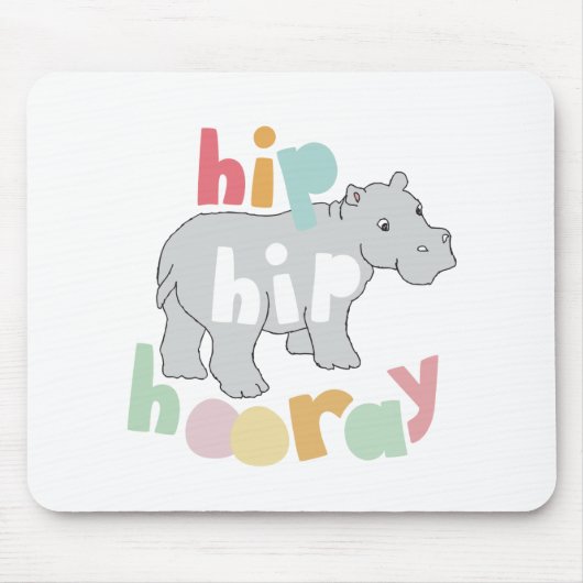 ip Angesagt Hooray Gray Hippo Zeichnend Süße Tier Mousepad (Vorne)