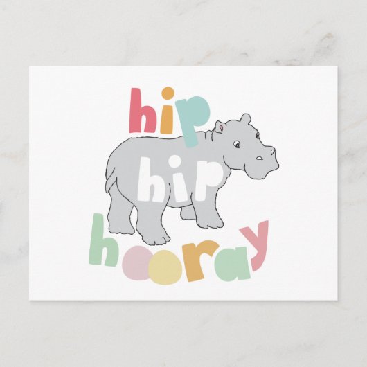 ip Angesagt Hooray Gray Hippo Zeichnend Süße Tier  Postkarte (Vorderseite)