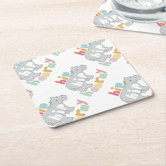 ip Angesagt Hooray Gray Hippo Zeichnend Süße Tier  Rechteckiger Pappuntersetzer (angewinkelt)