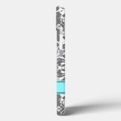 iPad Custom Monogram Gray Aqua Floral Damask Case-Mate iPhone Hülle (Rückseite / Links)