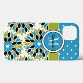iPad Mini-Fall | Blumenstrauß, Punkte | Blau, grün Case-Mate iPhone Hülle (Rückseite (Horizontal))