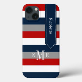 iPad Mini-Fall | Streifen | Marine, rot, weiß, gra Case-Mate iPhone Hülle