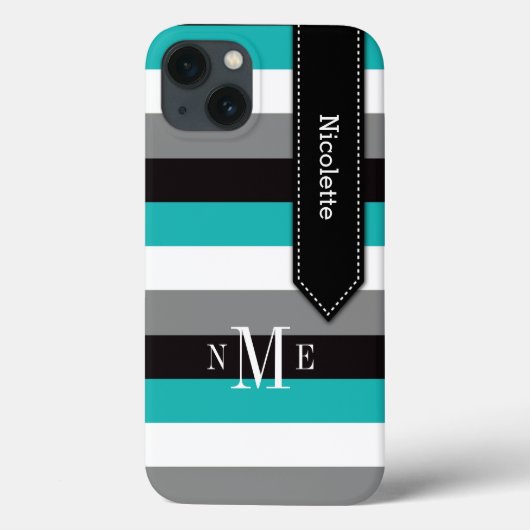 iPad Mini-Fall | Streifen | Türkis, Schwarz, Grau Case-Mate iPhone Hülle (Rückseite)