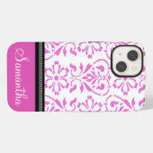 iPad rosa Damast-individueller Name iPhone Hülle (Rückseite (Horizontal))