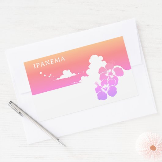 IPANEMA Hibiscus Blue Sky Rectangle Rechteckiger Aufkleber (Umschlag)